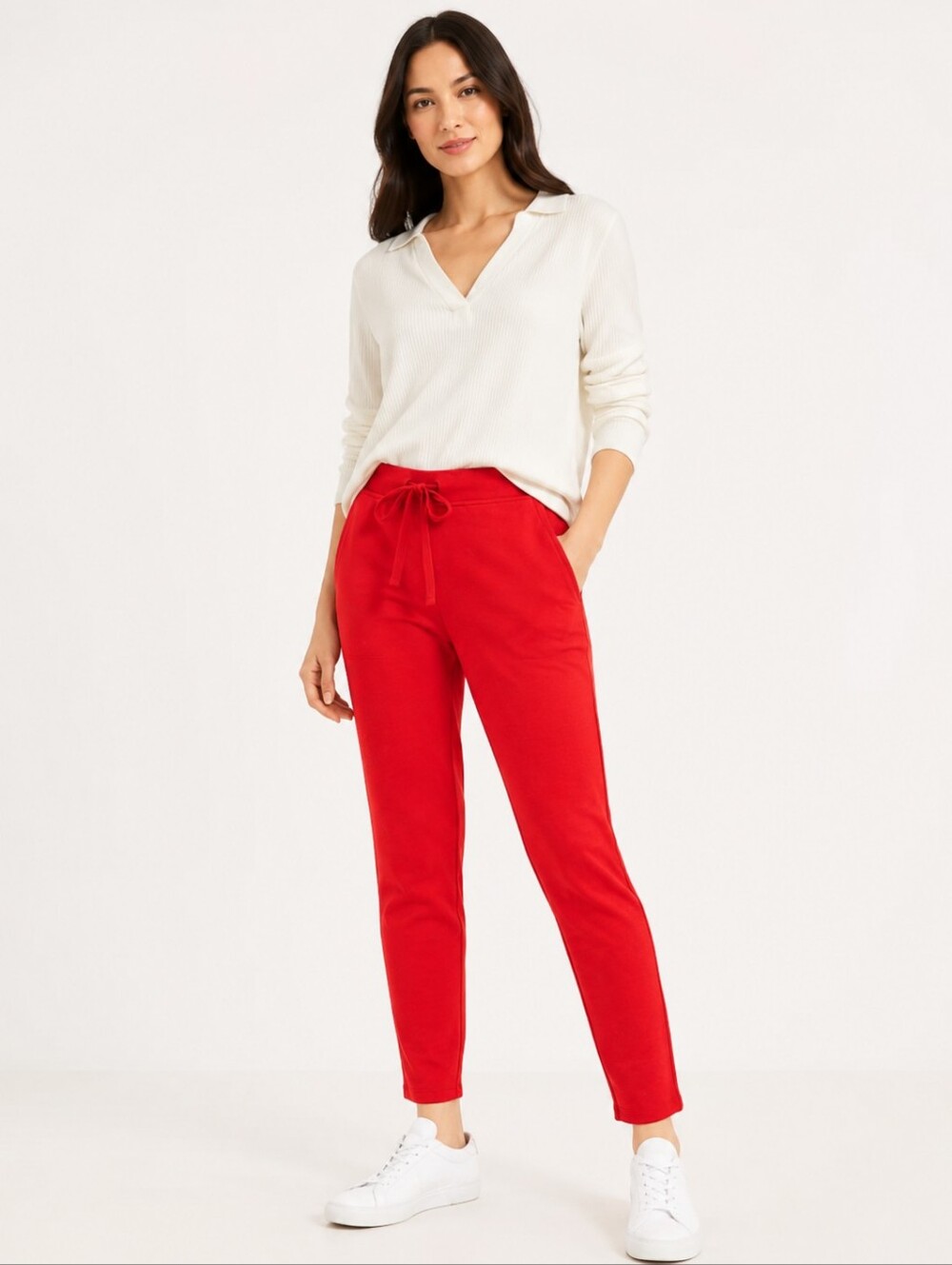 ❤️ LOU & GREY SIGNATURE SOFT HIGH RISE DRAWSTRING WAIST SLIM JOGGER PANTS, RED